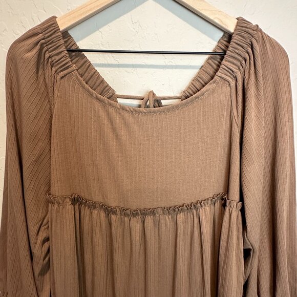 SHE+SKY Mocha Ribbed Tied Back Maternity Mini Dress from Pink Blush - Picture 5 of 12
